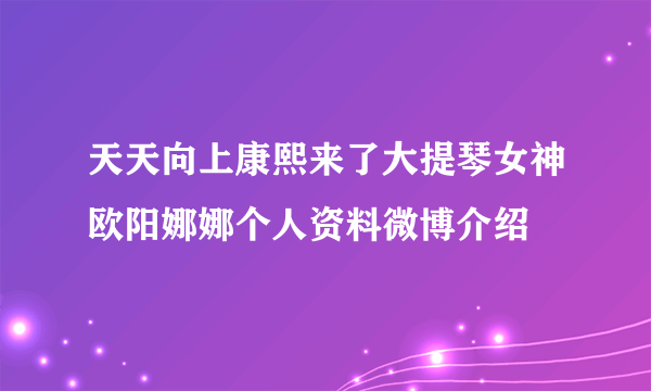 天天向上康熙来了大提琴女神欧阳娜娜个人资料微博介绍