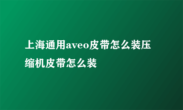 上海通用aveo皮带怎么装压缩机皮带怎么装