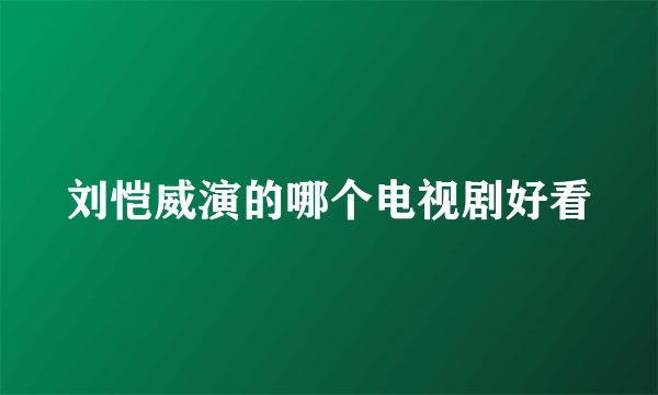 刘恺威演的哪个电视剧好看