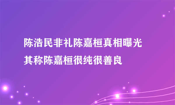 陈浩民非礼陈嘉桓真相曝光 其称陈嘉桓很纯很善良