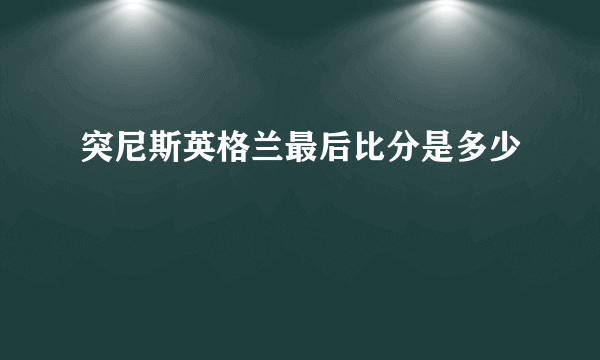 突尼斯英格兰最后比分是多少