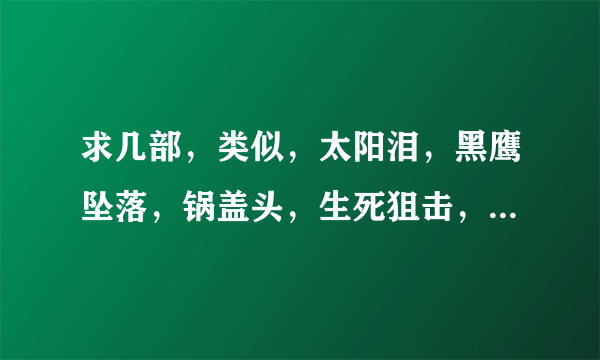 求几部，类似，太阳泪，黑鹰坠落，锅盖头，生死狙击，的美军现代电影？