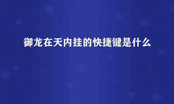 御龙在天内挂的快捷键是什么