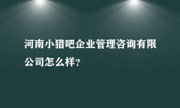 河南小猎吧企业管理咨询有限公司怎么样？