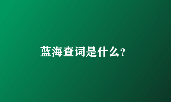 蓝海查词是什么？