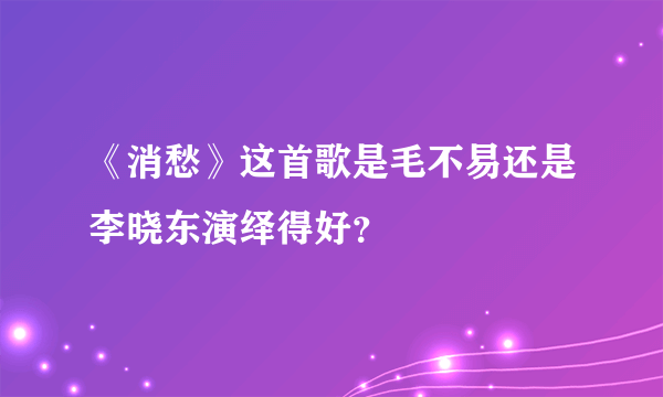 《消愁》这首歌是毛不易还是李晓东演绎得好？