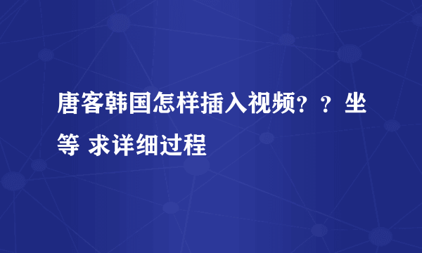 唐客韩国怎样插入视频？？坐等 求详细过程