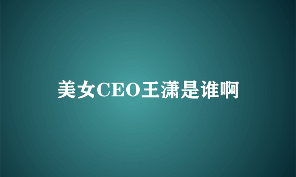 美女CEO王潇是谁啊