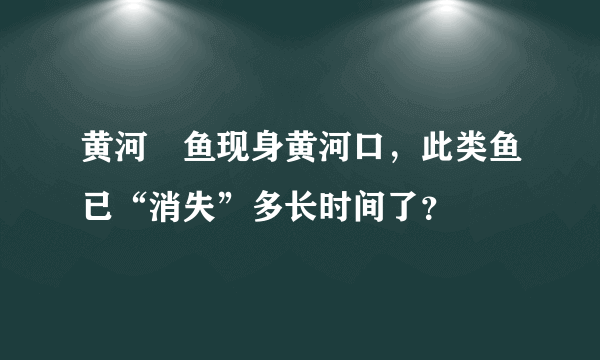 黄河鱽鱼现身黄河口，此类鱼已“消失”多长时间了？