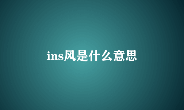 ins风是什么意思