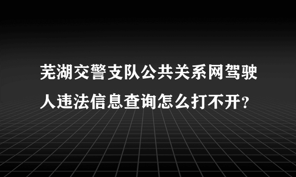 芜湖交警支队公共关系网驾驶人违法信息查询怎么打不开？