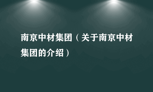 南京中材集团（关于南京中材集团的介绍）