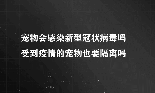 宠物会感染新型冠状病毒吗 受到疫情的宠物也要隔离吗