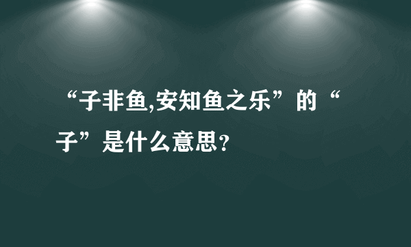 “子非鱼,安知鱼之乐”的“子”是什么意思？