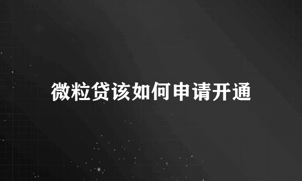 微粒贷该如何申请开通