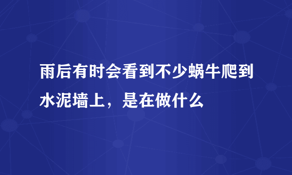 雨后有时会看到不少蜗牛爬到水泥墙上，是在做什么