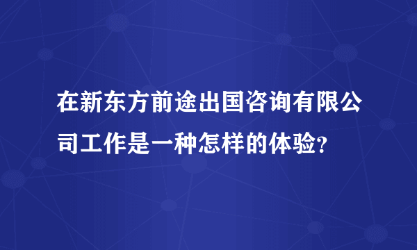 在新东方前途出国咨询有限公司工作是一种怎样的体验？