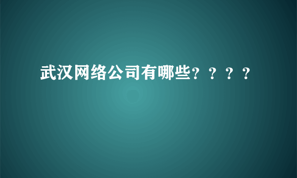 武汉网络公司有哪些？？？？