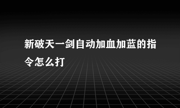 新破天一剑自动加血加蓝的指令怎么打