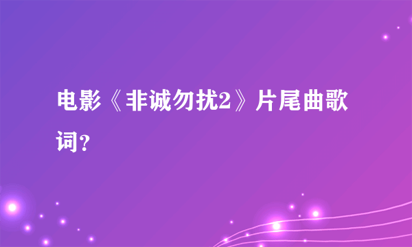 电影《非诚勿扰2》片尾曲歌词？