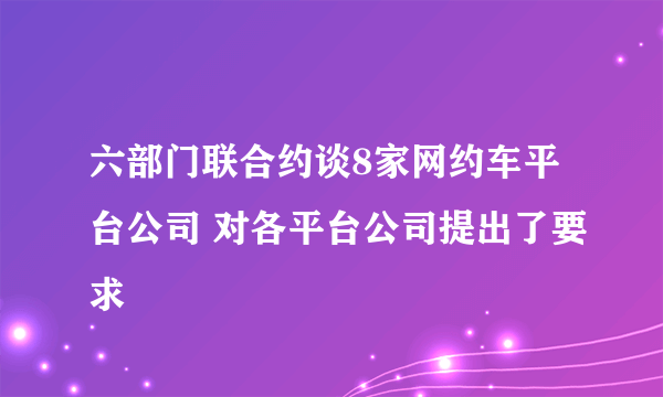 六部门联合约谈8家网约车平台公司 对各平台公司提出了要求