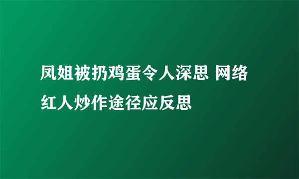 凤姐被扔鸡蛋令人深思 网络红人炒作途径应反思