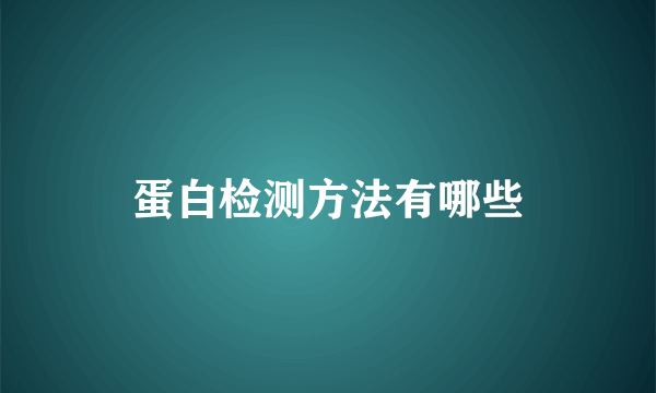 蛋白检测方法有哪些