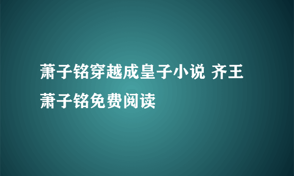 萧子铭穿越成皇子小说 齐王萧子铭免费阅读