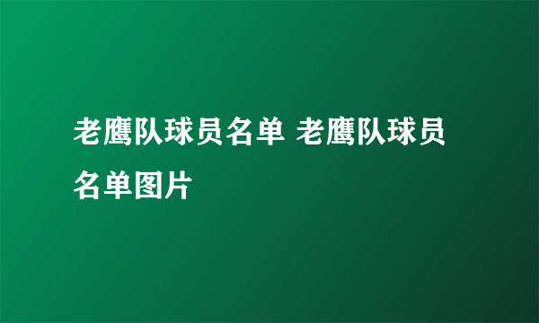 老鹰队球员名单 老鹰队球员名单图片