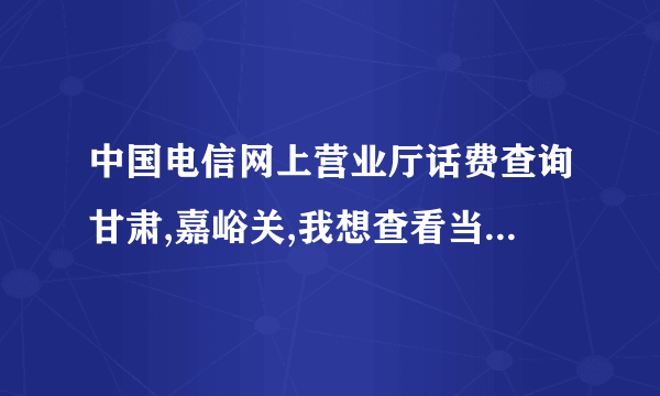 中国电信网上营业厅话费查询甘肃,嘉峪关,我想查看当月电话详单