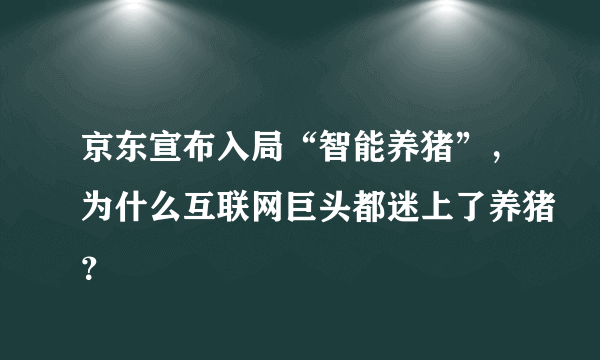 京东宣布入局“智能养猪”，为什么互联网巨头都迷上了养猪？