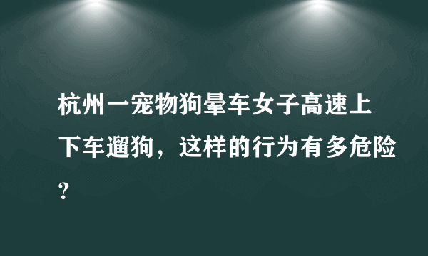 杭州一宠物狗晕车女子高速上下车遛狗，这样的行为有多危险？