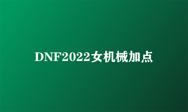 DNF2022女机械加点