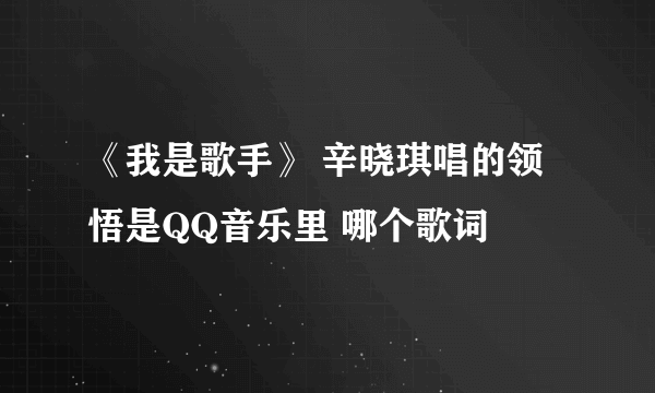 《我是歌手》 辛晓琪唱的领悟是QQ音乐里 哪个歌词