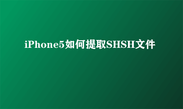 iPhone5如何提取SHSH文件