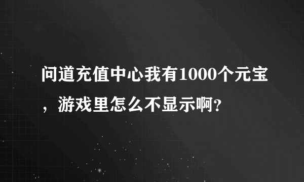 问道充值中心我有1000个元宝，游戏里怎么不显示啊？