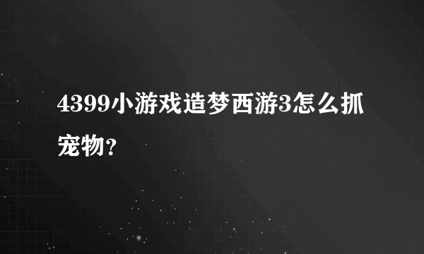 4399小游戏造梦西游3怎么抓宠物？