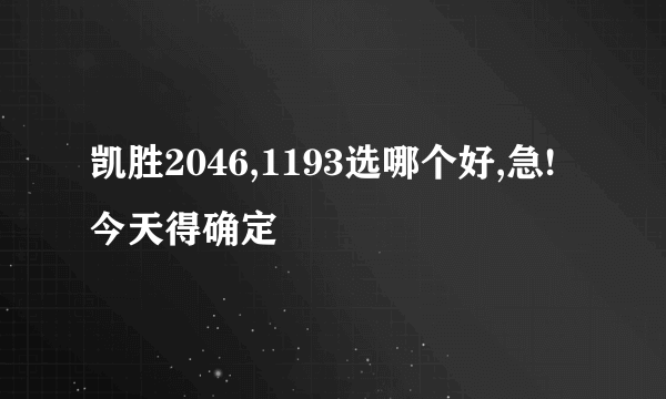 凯胜2046,1193选哪个好,急!今天得确定