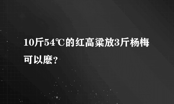 10斤54℃的红高粱放3斤杨梅可以麽？