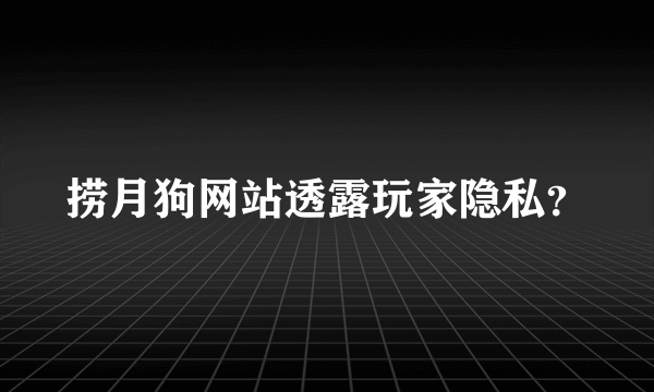 捞月狗网站透露玩家隐私？