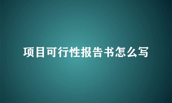 项目可行性报告书怎么写