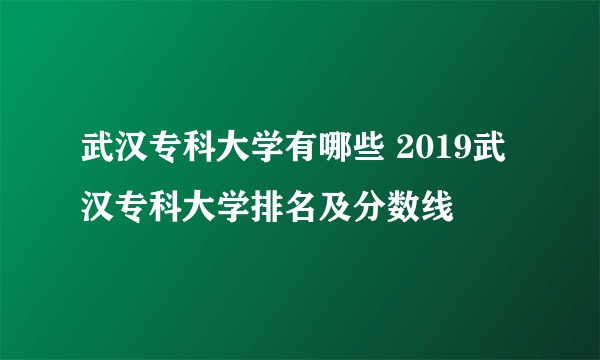 武汉专科大学有哪些 2019武汉专科大学排名及分数线