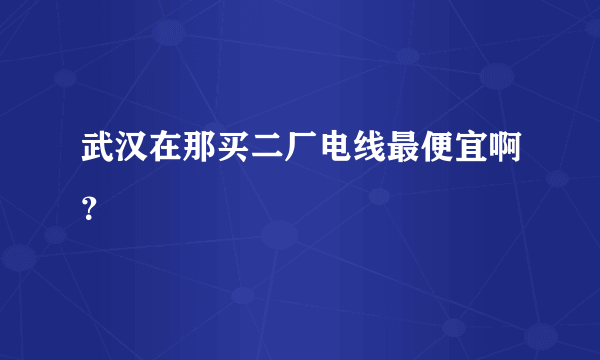 武汉在那买二厂电线最便宜啊？