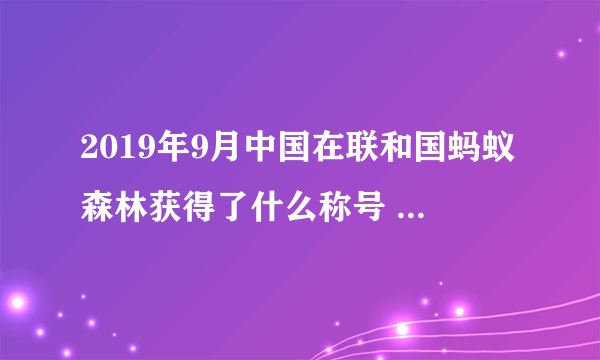 2019年9月中国在联和国蚂蚁森林获得了什么称号 称号是一种荣誉