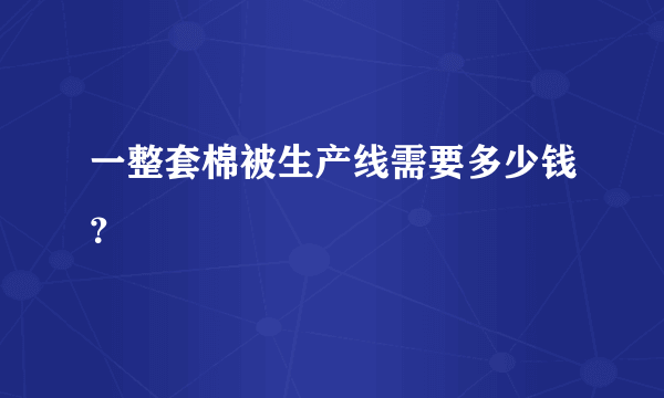 一整套棉被生产线需要多少钱？