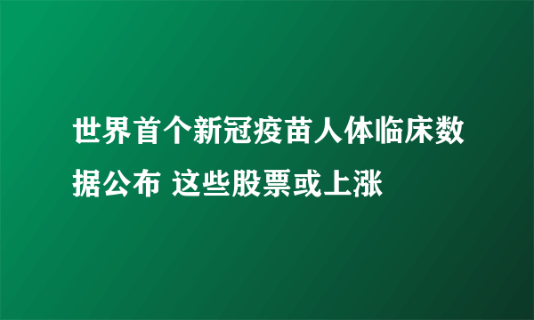 世界首个新冠疫苗人体临床数据公布 这些股票或上涨