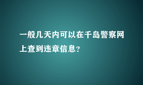 一般几天内可以在千岛警察网上查到违章信息？