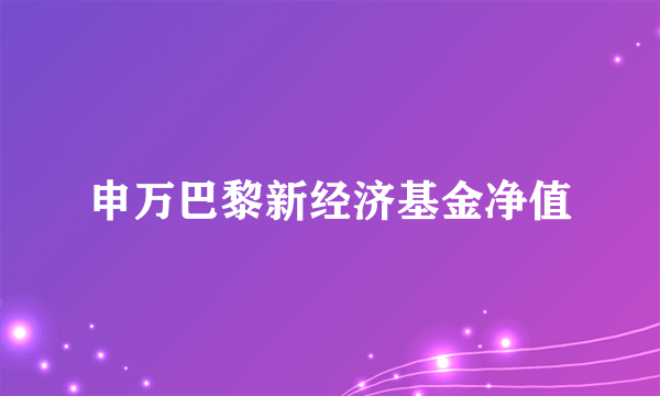 申万巴黎新经济基金净值