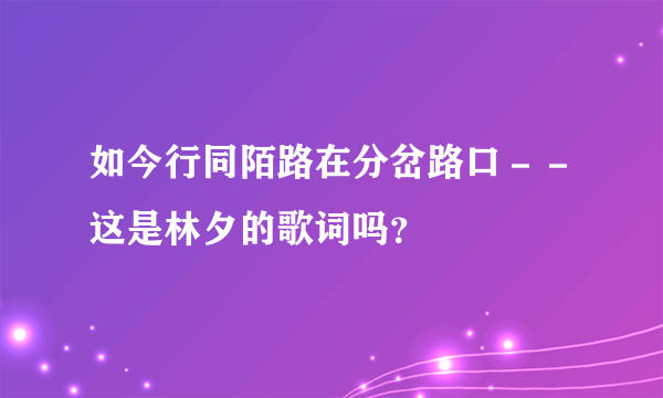 如今行同陌路在分岔路口－－这是林夕的歌词吗？