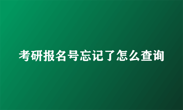 考研报名号忘记了怎么查询